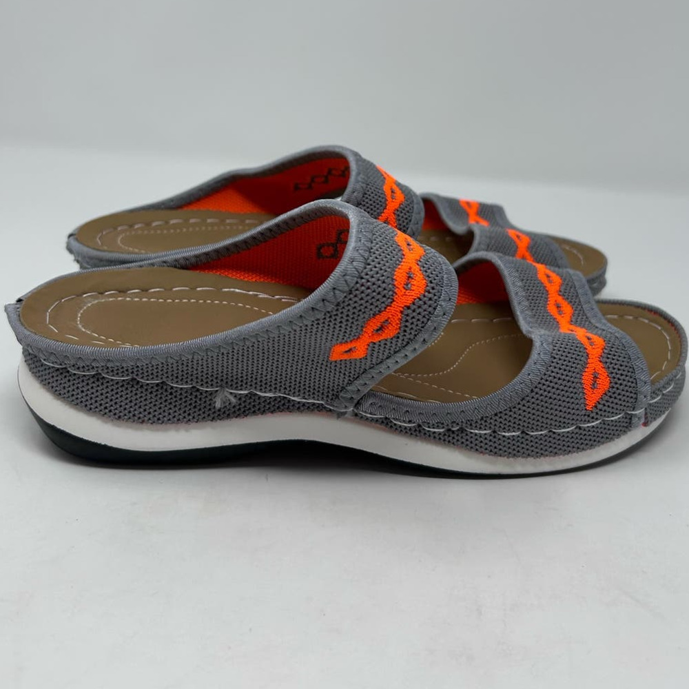 Unknown Brand Gray Orange Causal Wedge Open Toe Sandals Size 8‎